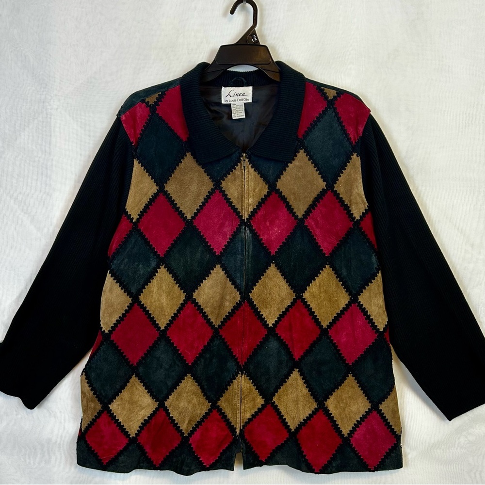Vintage Linea by Lewis Dell’Olio Patchwork Suede Leather Woman’s Jacket 3XL